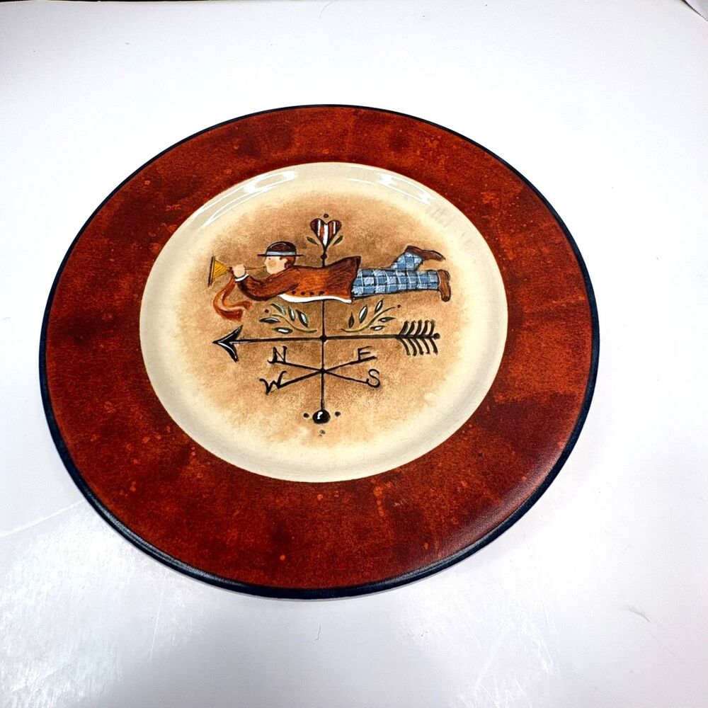 JCPenney Home Heritage Salad Plate Susan Winget Weather Vane Angel 8" EUC VTG
